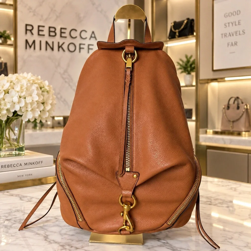Rebecca Minkoff Julian Backpack Tan Brown Leather Gold Hardware HS21TJUB06